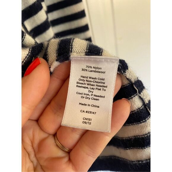 Talbots navy striped wool blend cardigan medium - Picture 4 of 8